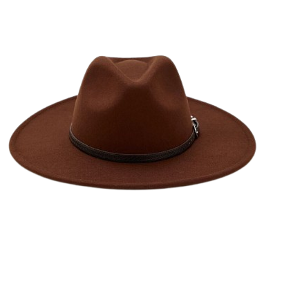 Buckled faux leather trim fedora hat