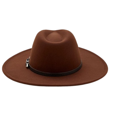 Buckled faux leather trim fedora hat